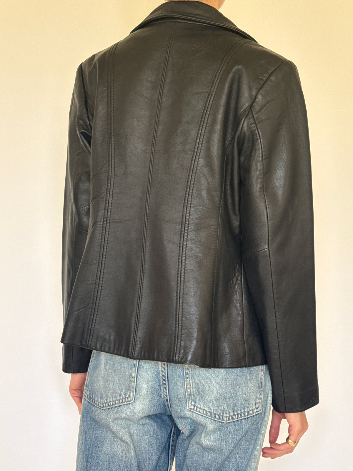 Vintage Classic Leather Jacket Black 7779