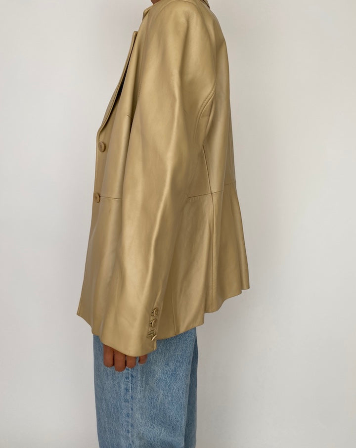 VINTAGE LIGHT BEIGE LEATHER JACKET 2742