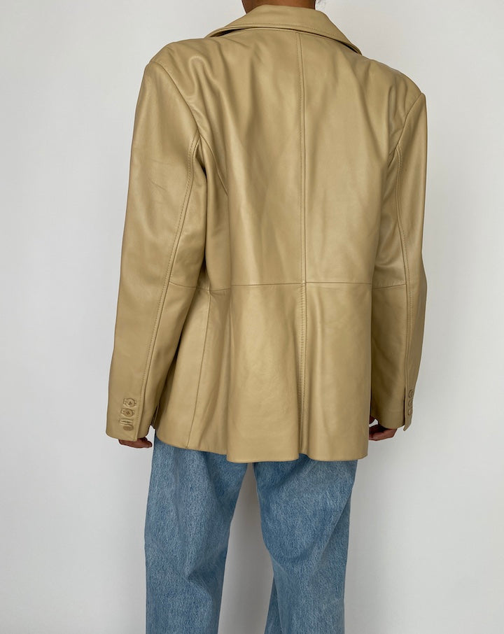 VINTAGE LIGHT BEIGE LEATHER JACKET 2742