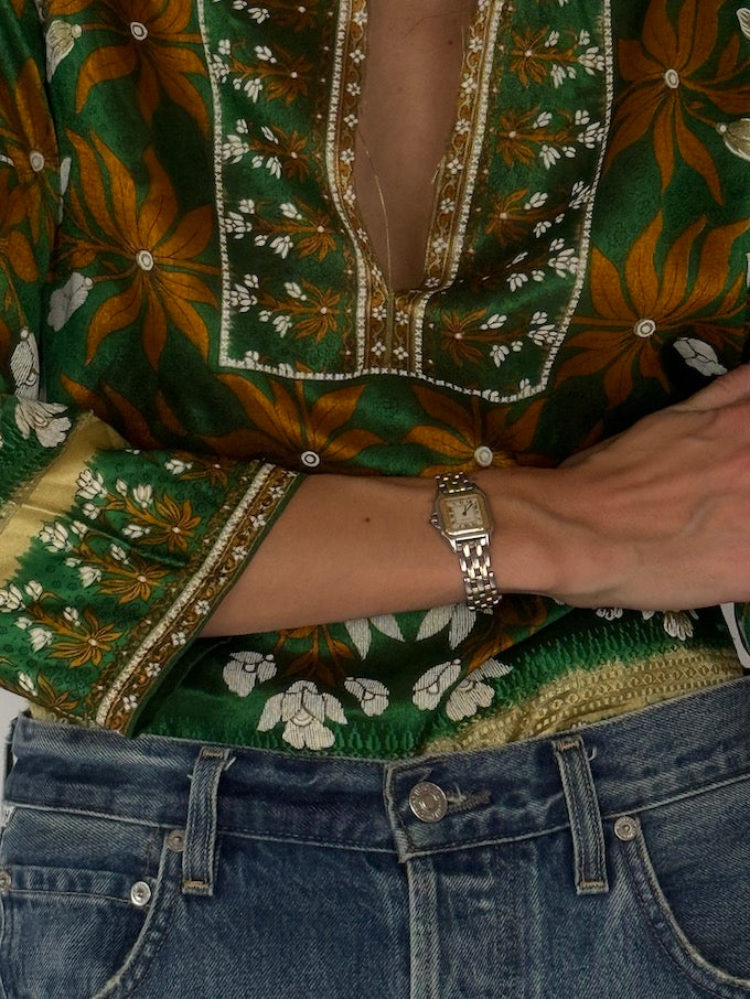 Vintage Patterned Top In Green 5835