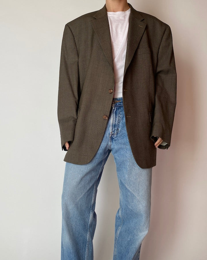 VINTAGE BROWN HOUNDSTOOTH RALPH LAUREN BLAZER 4210