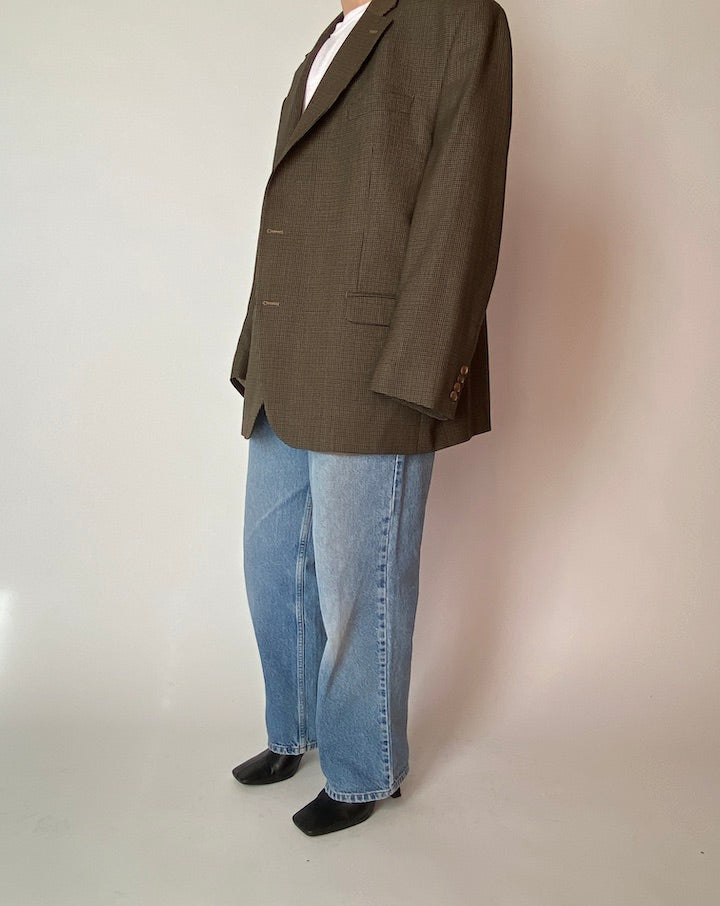 VINTAGE BROWN HOUNDSTOOTH RALPH LAUREN BLAZER 4210