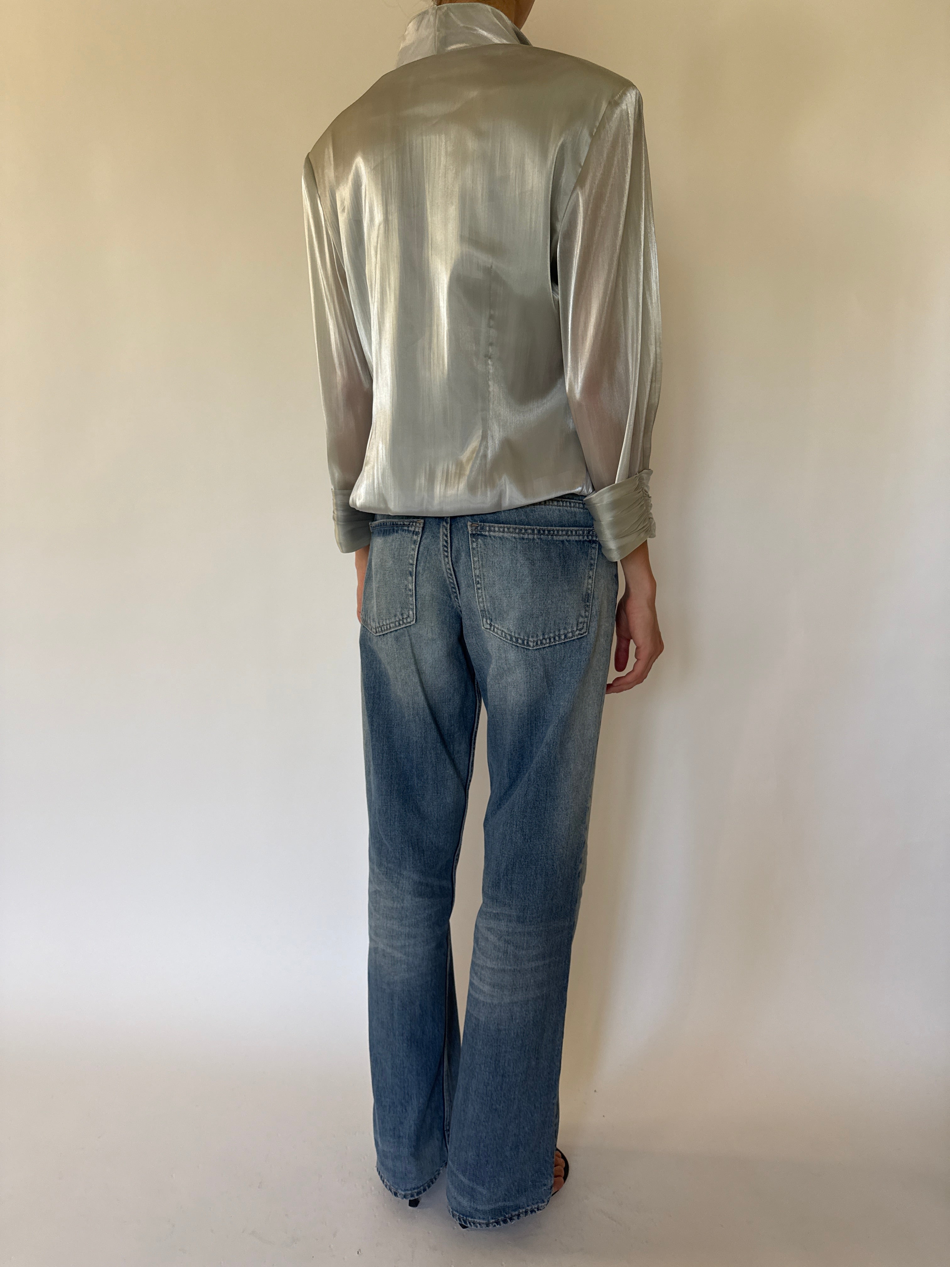 Vintage silver shimmer blouse back view
