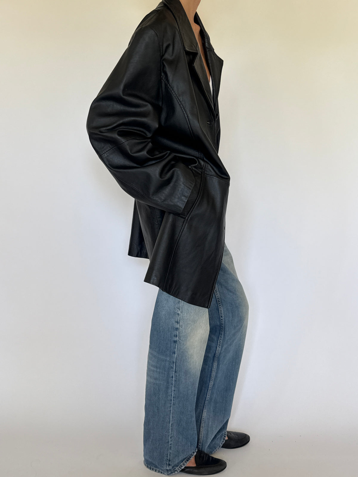 Vintage Classic Leather Jacket Black 7792