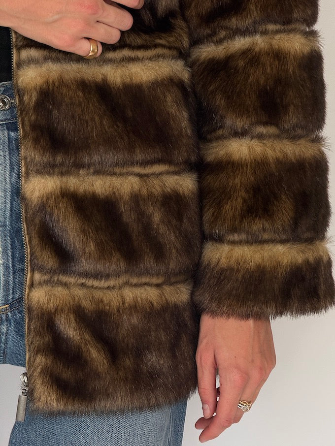 Vintage Brown Faux Fur Jacket 6565