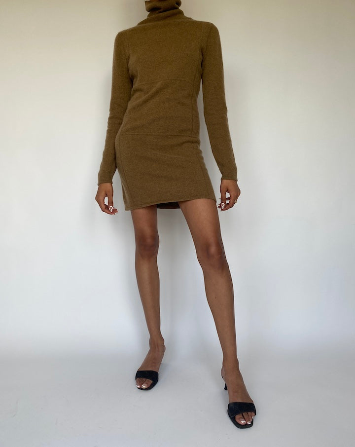 VINTAGE BROWN CASHMERE DRESS 866