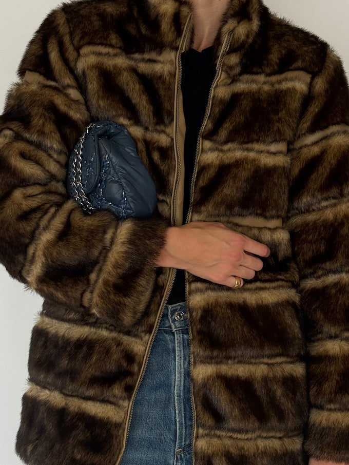 Vintage Brown Faux Fur Jacket 6565