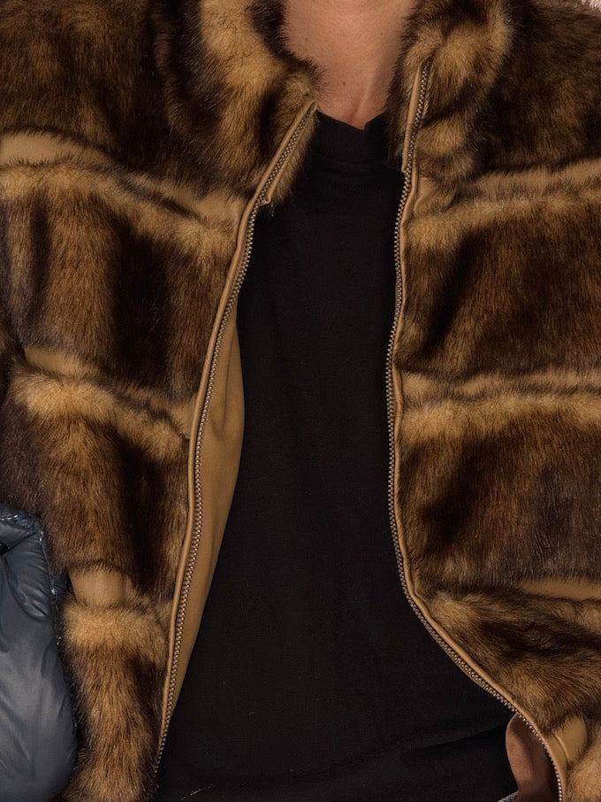 Vintage Brown Faux Fur Jacket 6565