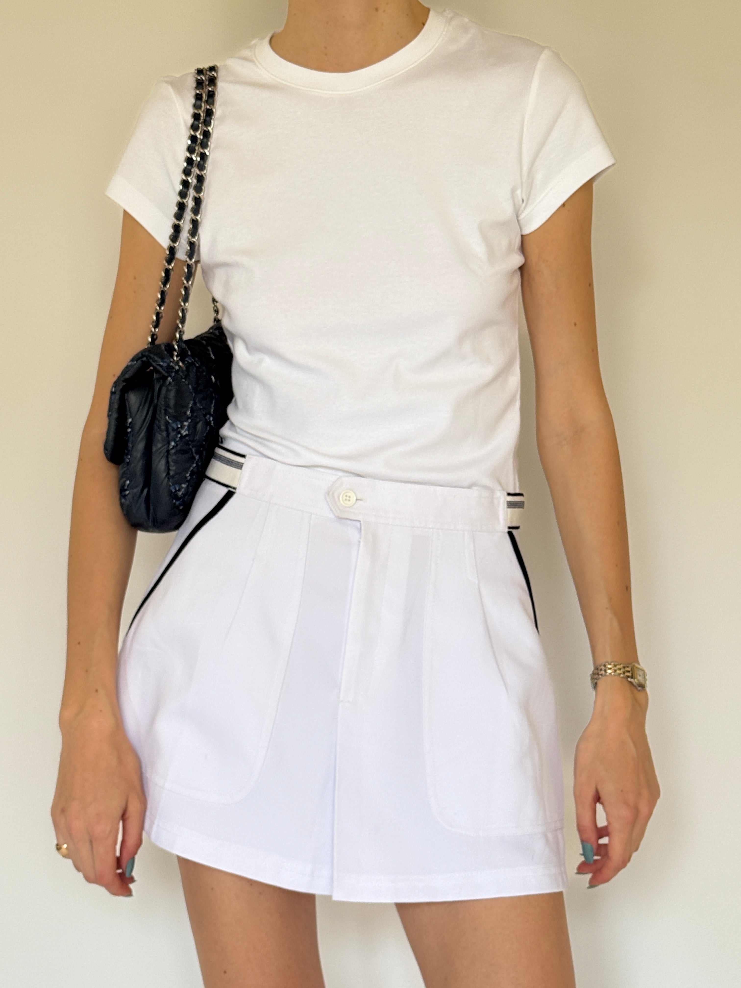 Vintage white sporty mini skirt front view