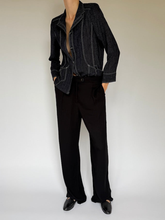 Vintage denim-inspired blouse dark indigo 6192