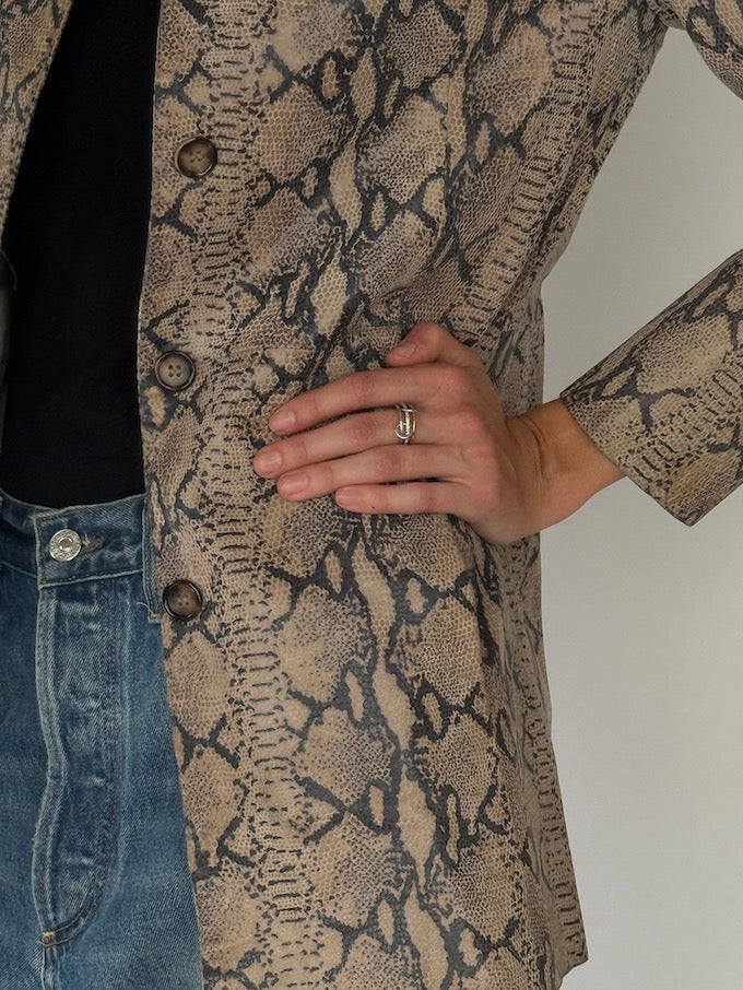 Vintage Snakeskin Leather Jacket in Taupe 6566