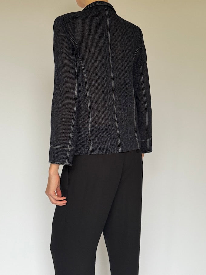Vintage denim-inspired blouse dark indigo 6192