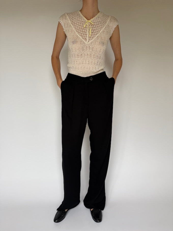 Vintage Sheer Knit Top cream 6255
