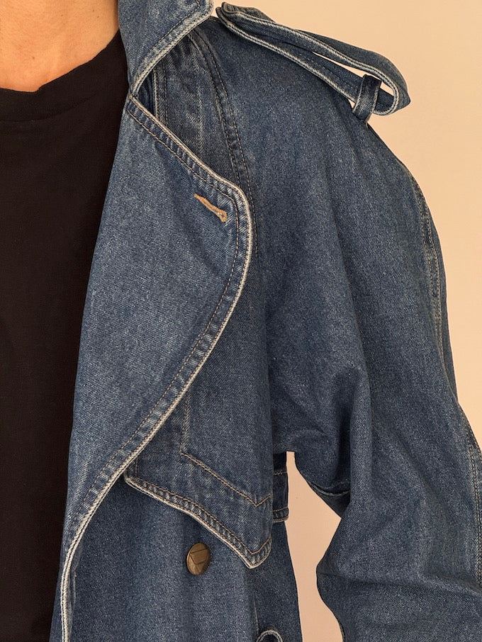Vintage Denim Trench Coat 6567