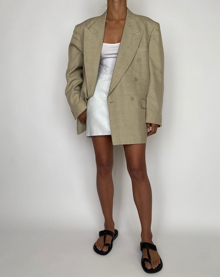 VINTAGE OVERSIZED BEIGE DOUBLE BREASTED BLAZER 2752