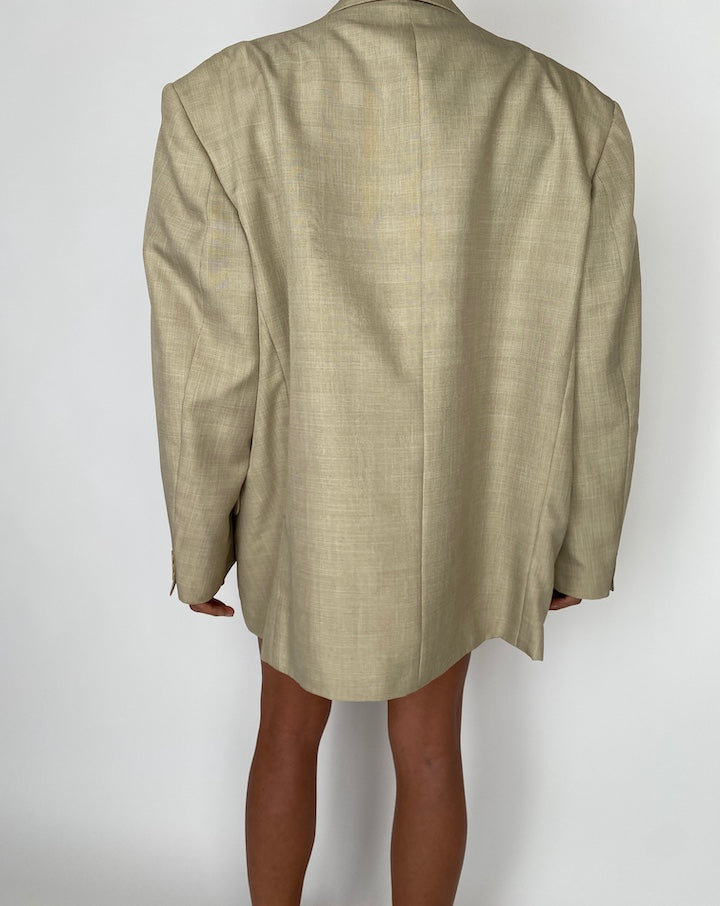 VINTAGE OVERSIZED BEIGE DOUBLE BREASTED BLAZER 2752