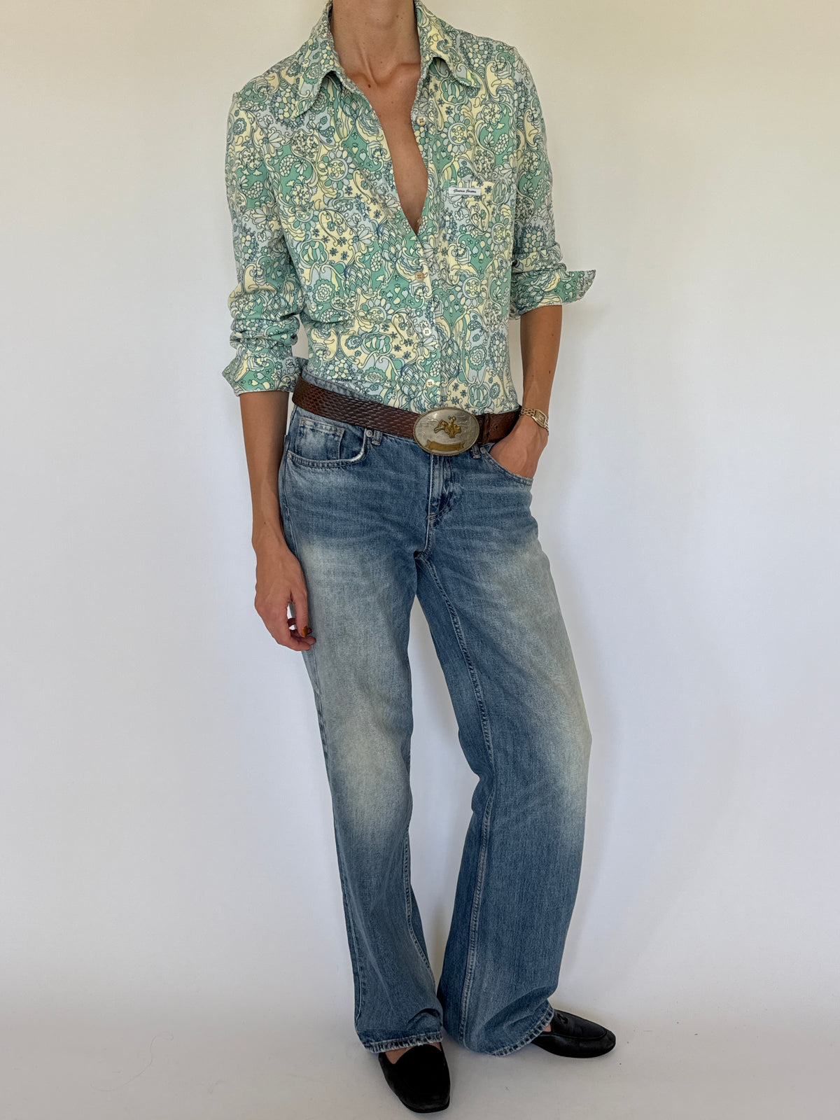 Vintage Long Sleeve Guess Paisley Blouse 5795