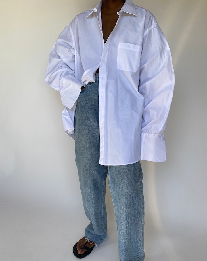 VINTAGE OVERSIZED WHITE BUTTON DOWN LONG SLEEVE SHIRT 3783