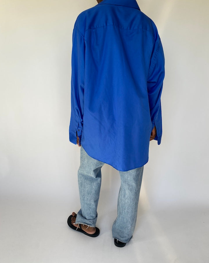 VINTAGE BLUE OVERSIZED BUTTON DOWN SHIRT 3784