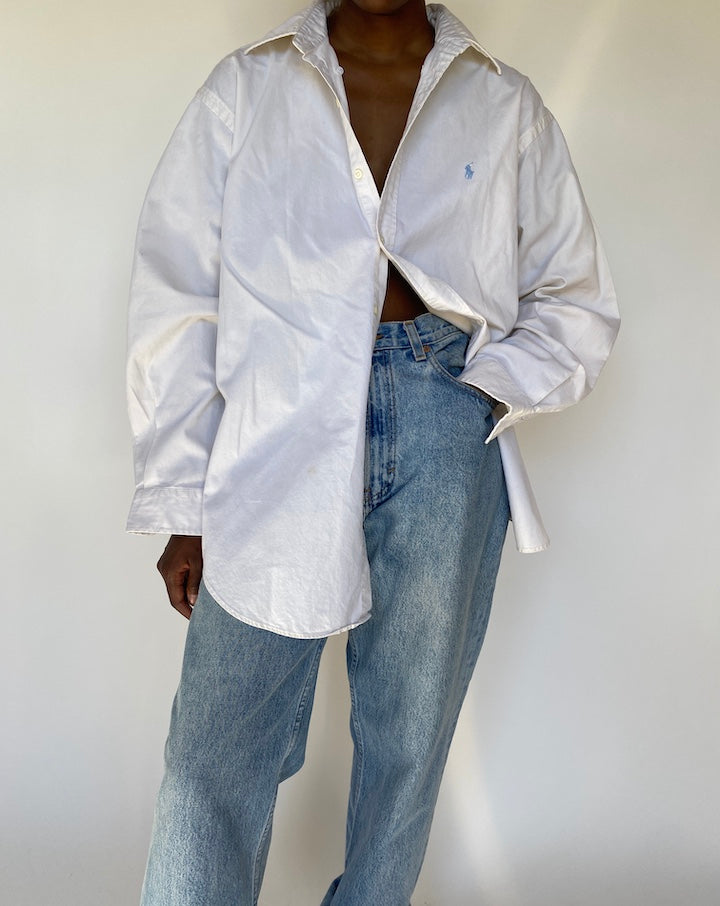 VINTAGE WHITE OVERSIZED RALPH LAUREN SHIRT 3786