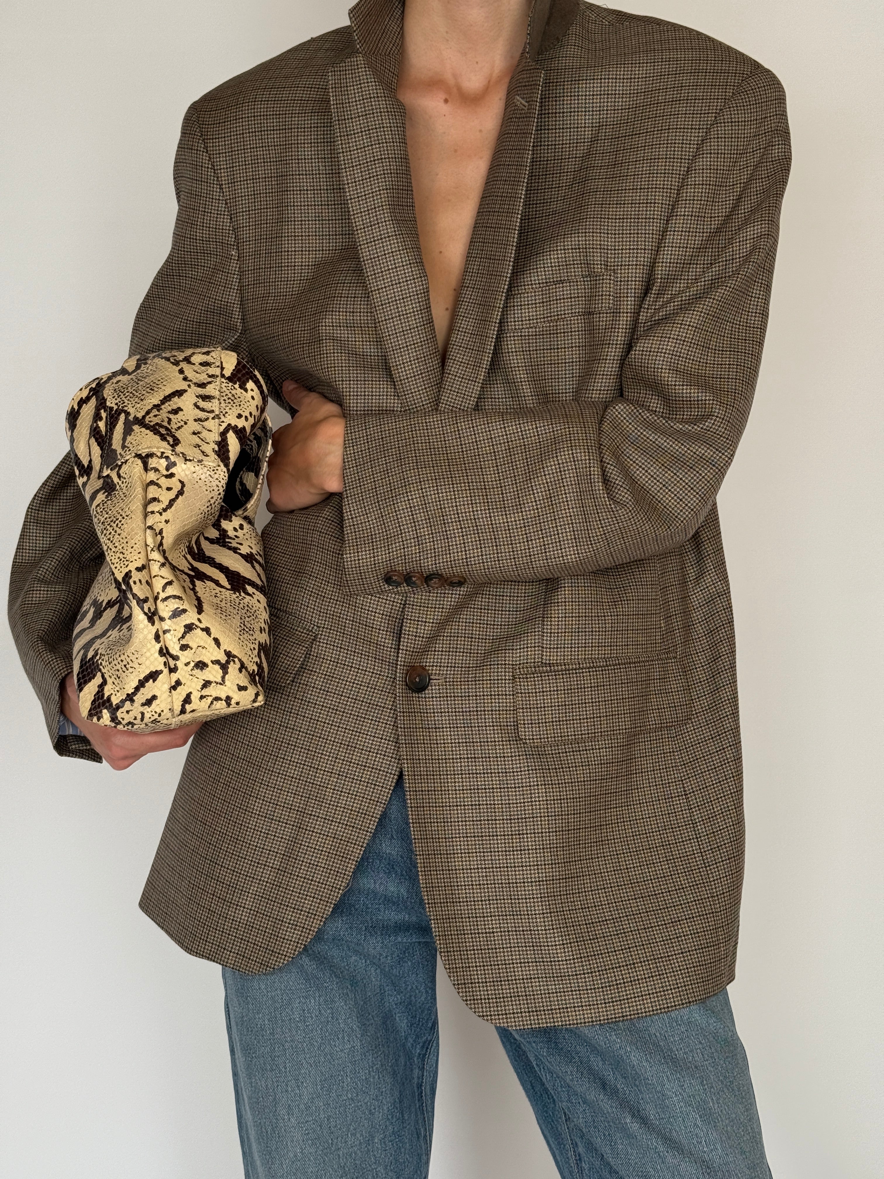 Vintage Wool Blend Check Blazer 6570