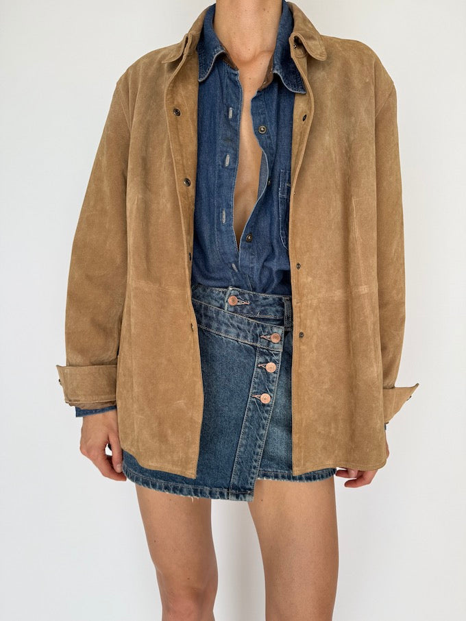 VINTAGE SUEDE LEATHER JACKET TAN 5987