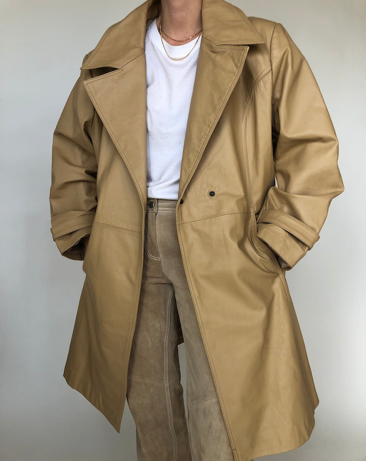 VINTAGE GORGEOUS BEIGE LEATHER JACKET 278