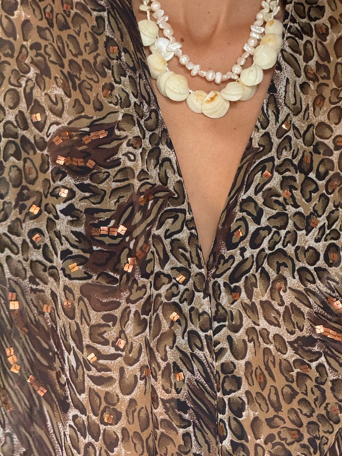 Vintage Leopard Print Swim Cover-up