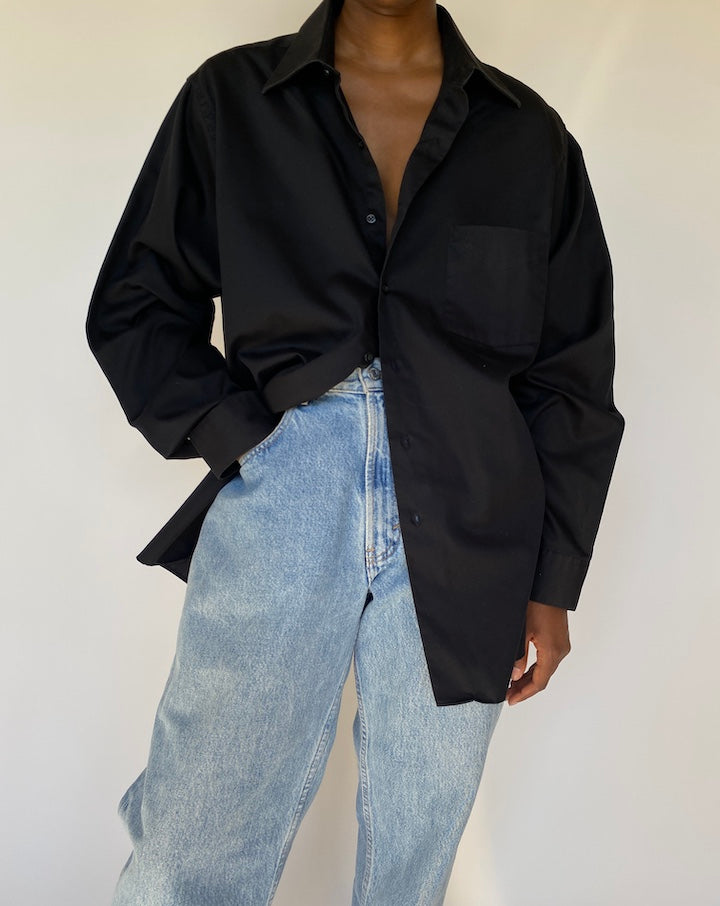 VINTAGE BLACK BUTTON DOWN SHIRT 3791