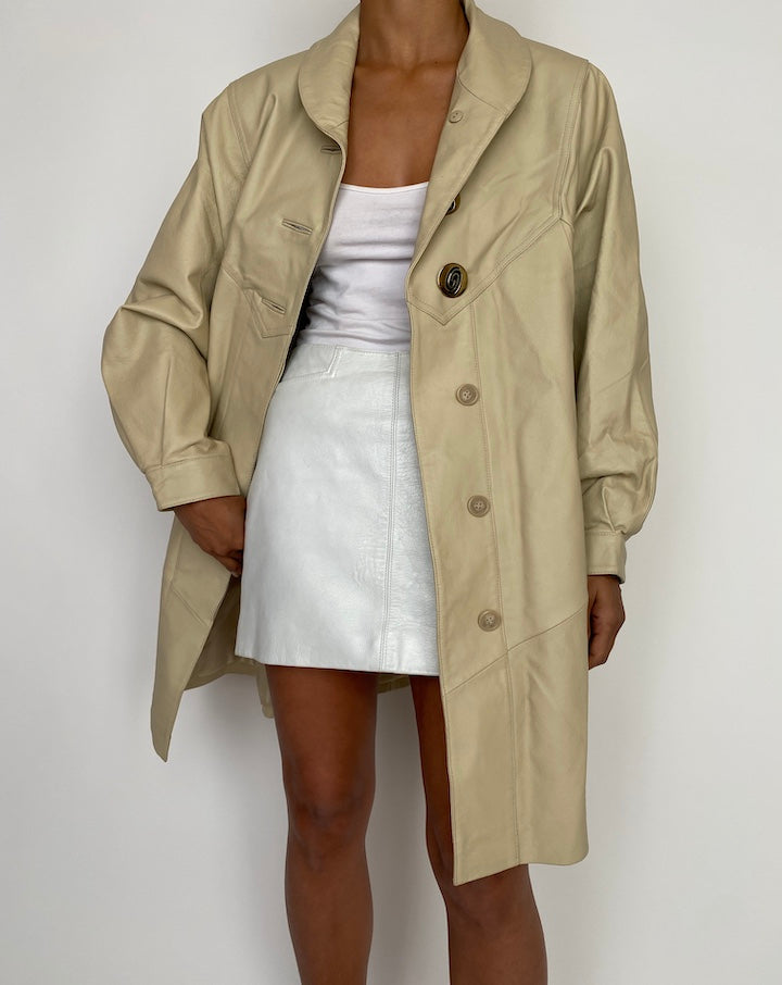 VINTAGE BEIGE LEATHER JACKET 2763