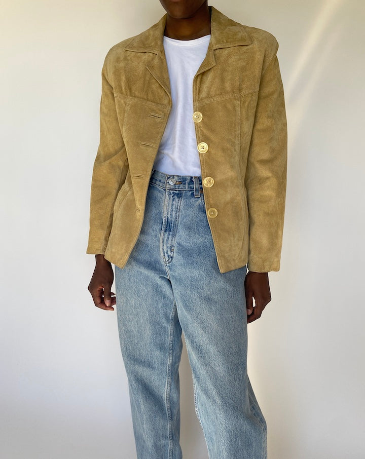 VINTAGE BEIGE SUEDE LEATHER JACKET 3456