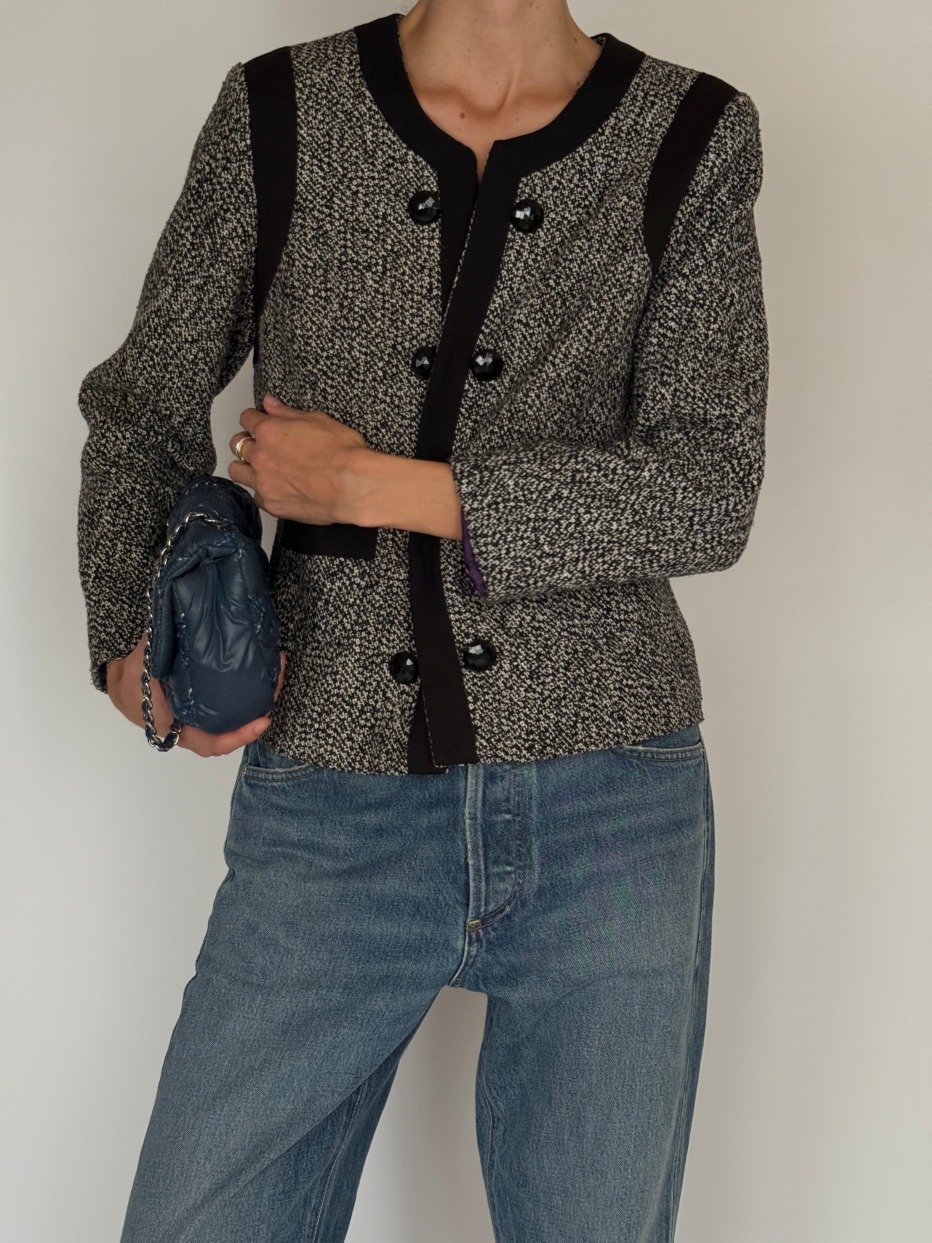 Vintage Tweed Jacket Black & Cream 6575