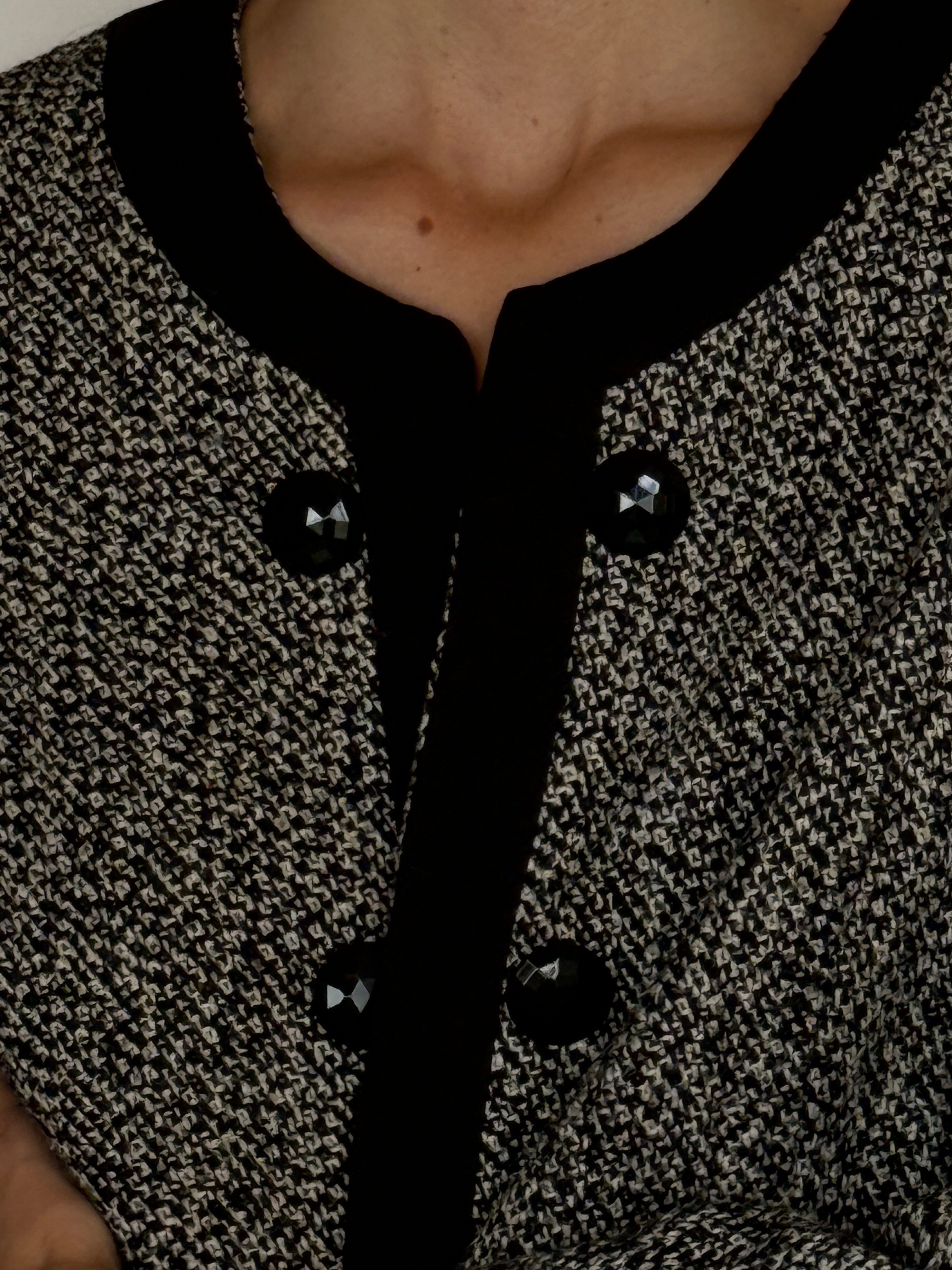 Vintage Tweed Jacket Black & Cream 6575
