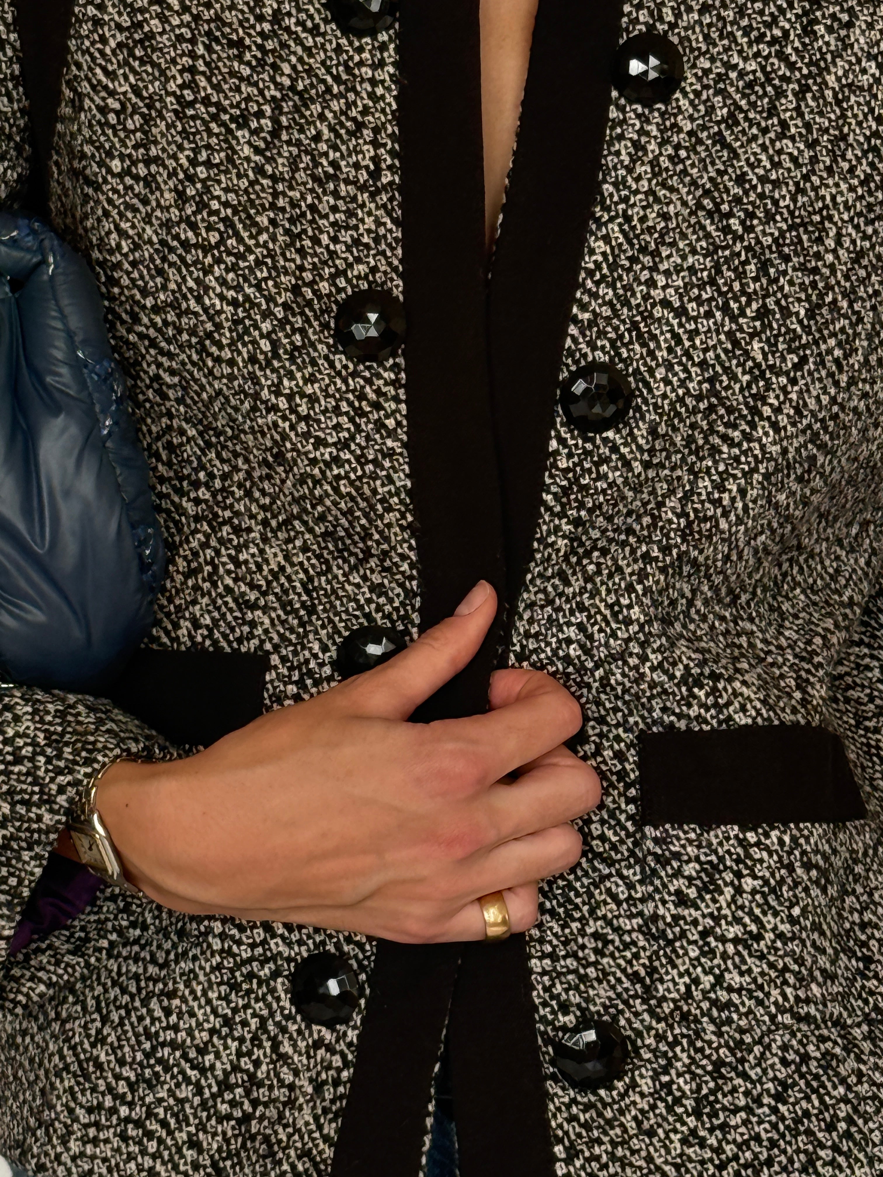 Vintage Tweed Jacket Black & Cream 6575