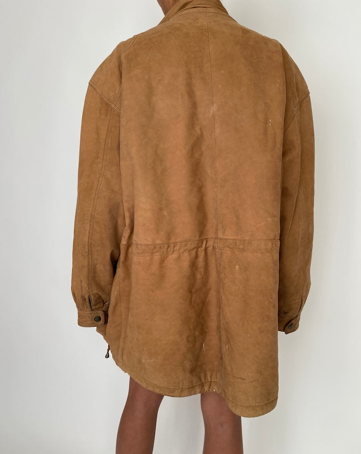 VINTAGE BROWN OVERSIZED LEATHER JACKET 2766