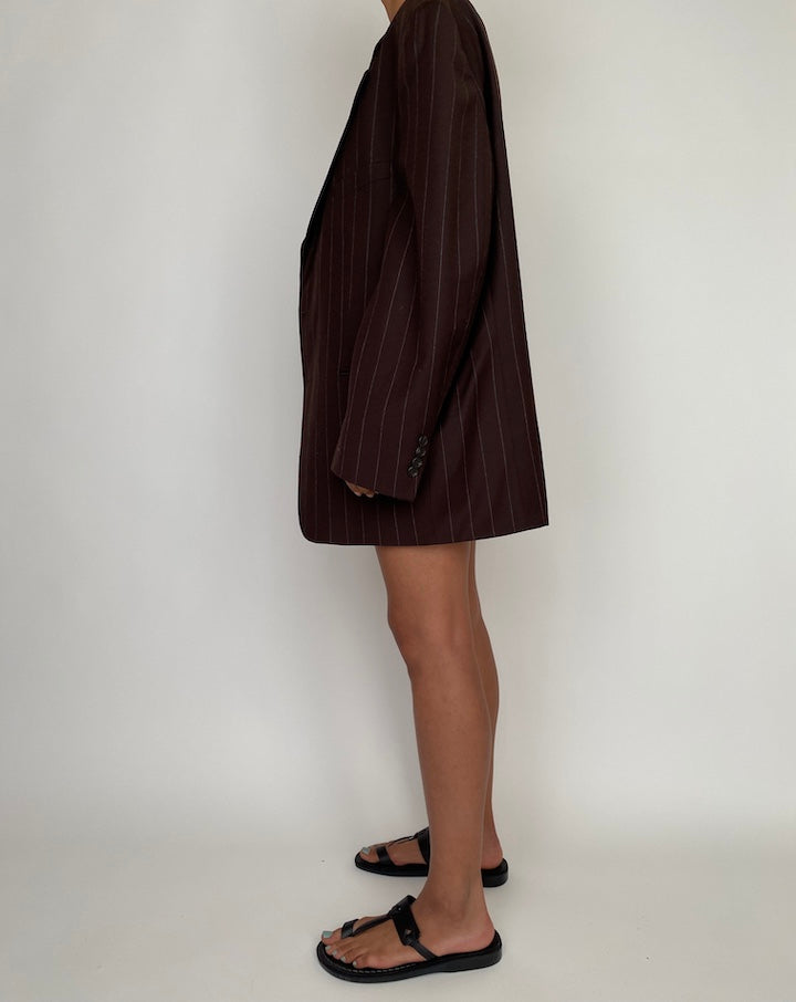 VINTAGE PINSTRIPED BROWN WOOL BLAZER 2767