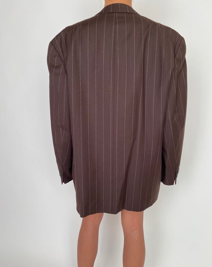 VINTAGE PINSTRIPED BROWN WOOL BLAZER 2767
