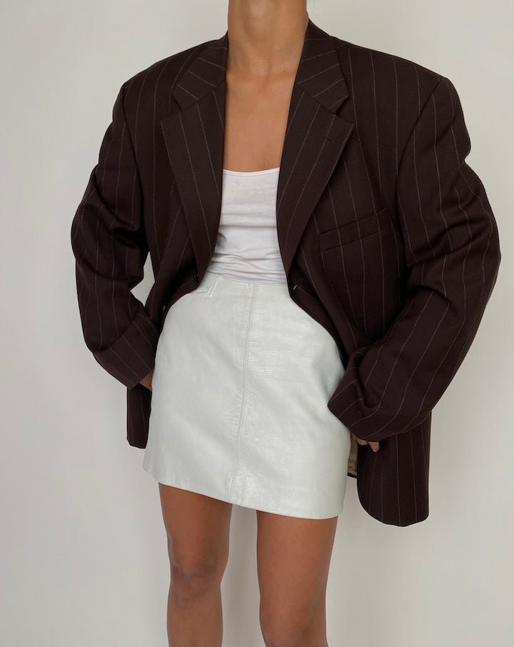 VINTAGE PINSTRIPED BROWN WOOL BLAZER 2767
