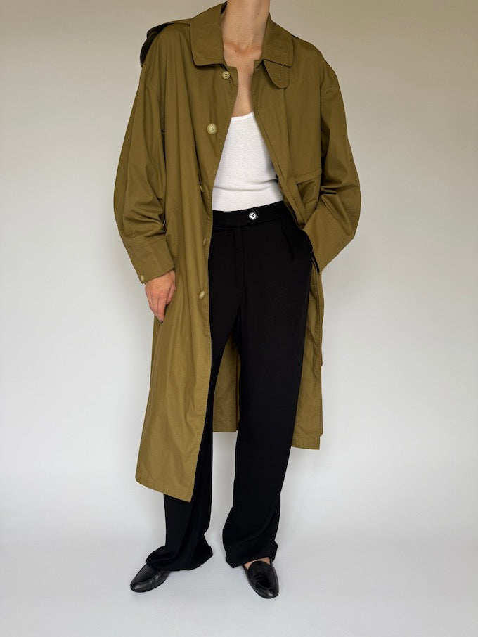 Vintage Military-Style Belted Trench 6232