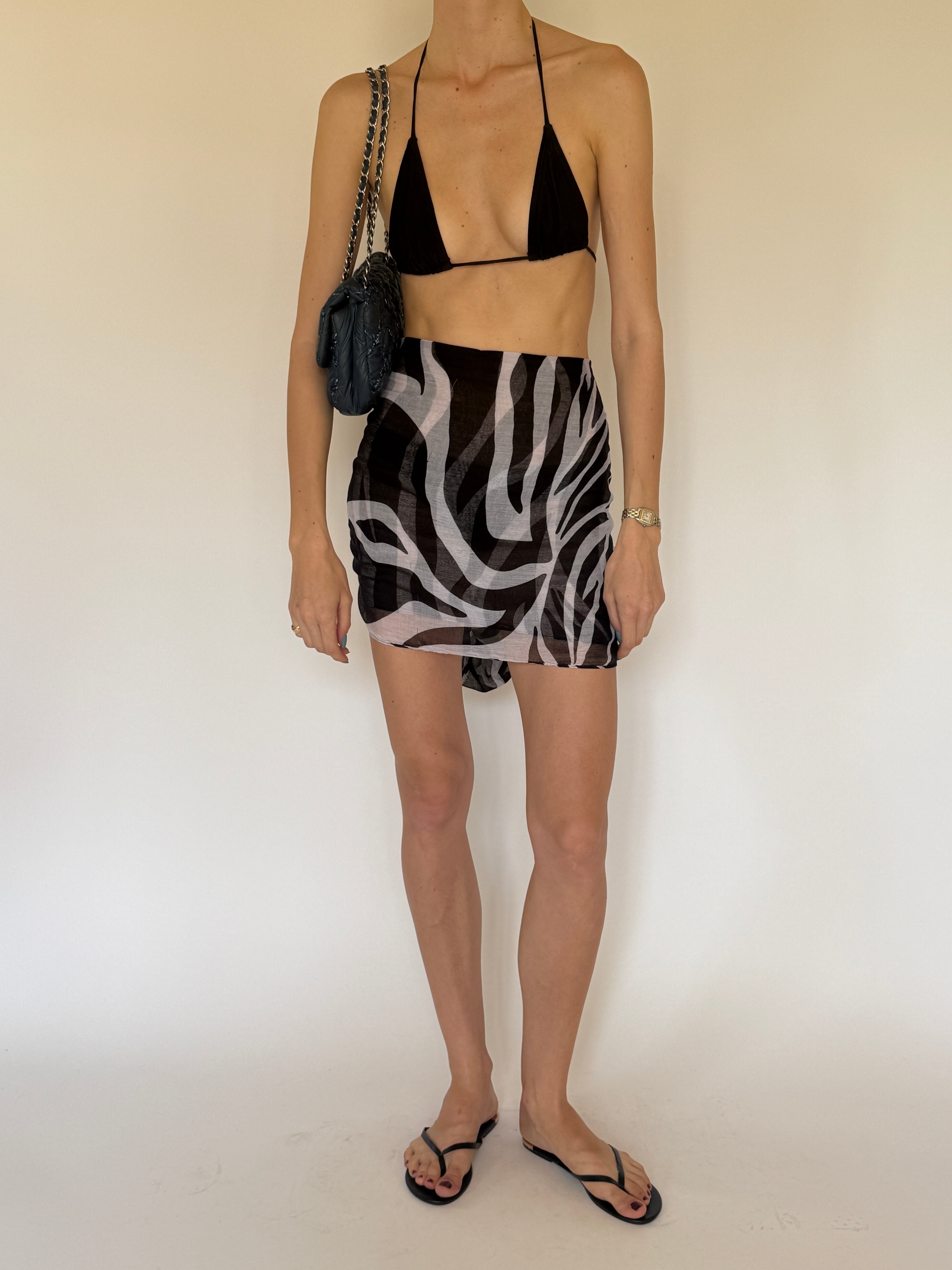 Vintage zebra print sarong front view