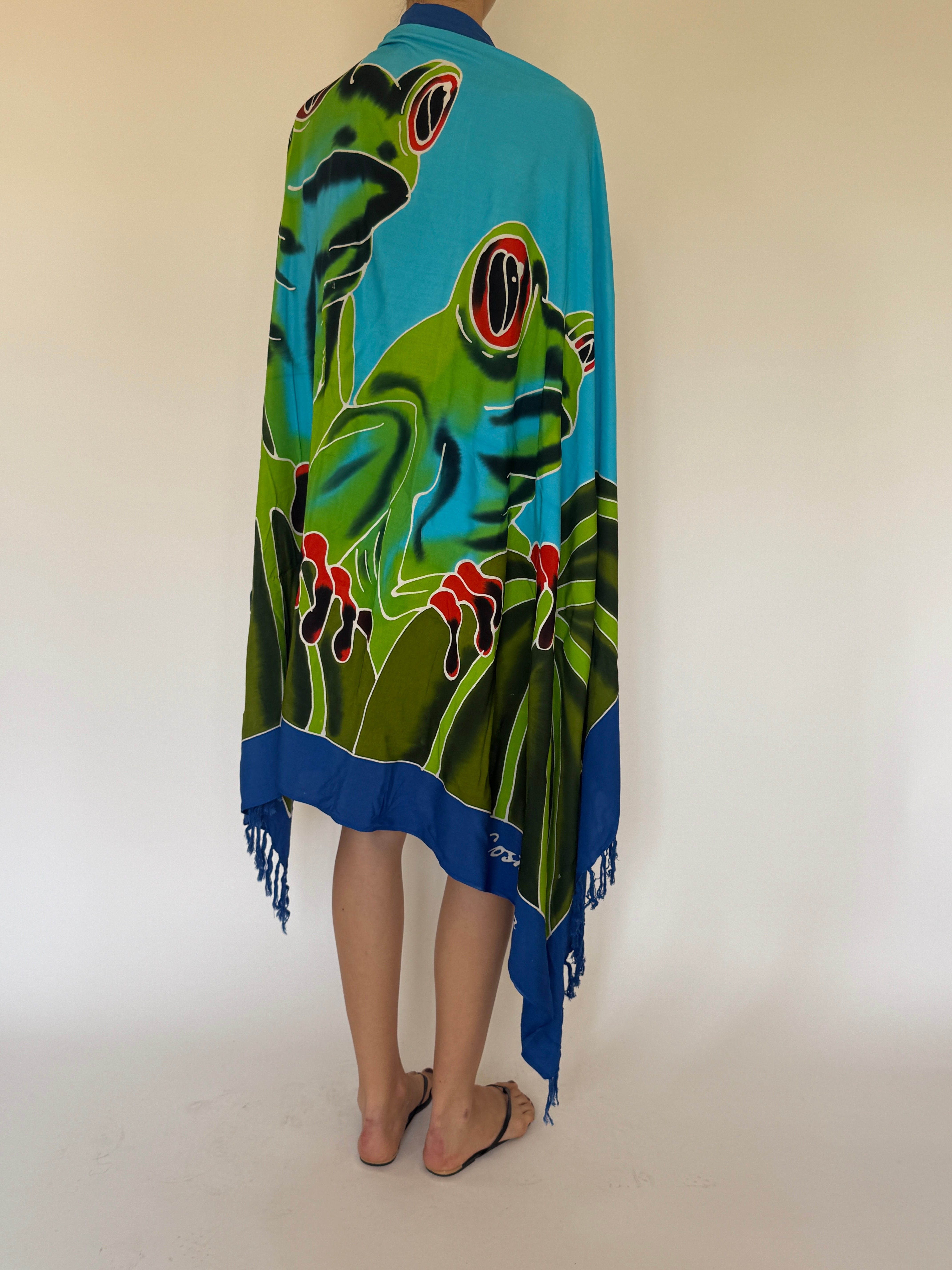Vintage frog print beach sarong back view