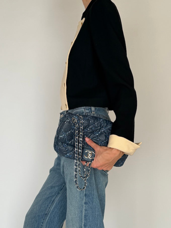 Vintage Cropped Contrast Blazer with Gold Buttons 6578