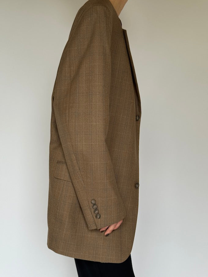 Vintage checked wool blazer beige 6193