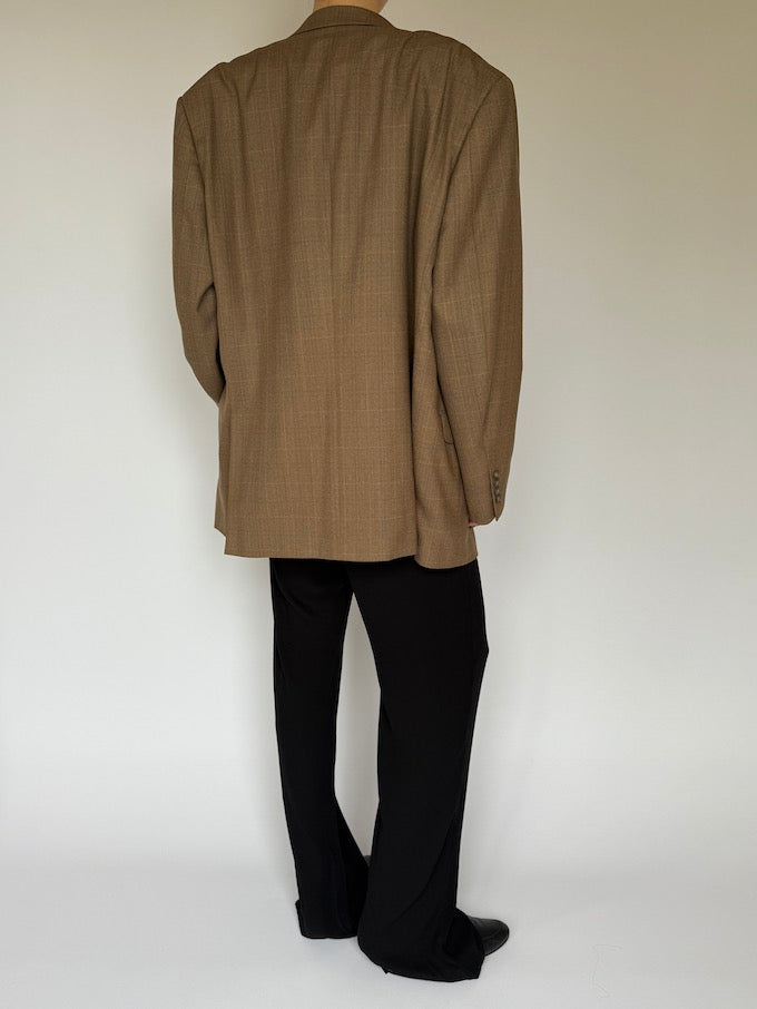 Vintage checked wool blazer beige 6193
