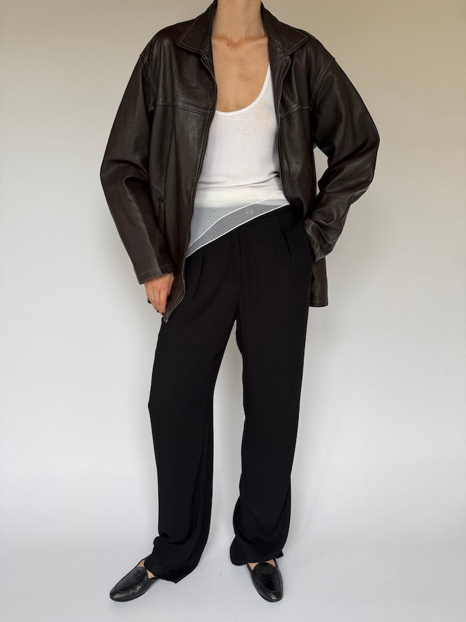 Vintage oversized leather jacket dark brown 6200
