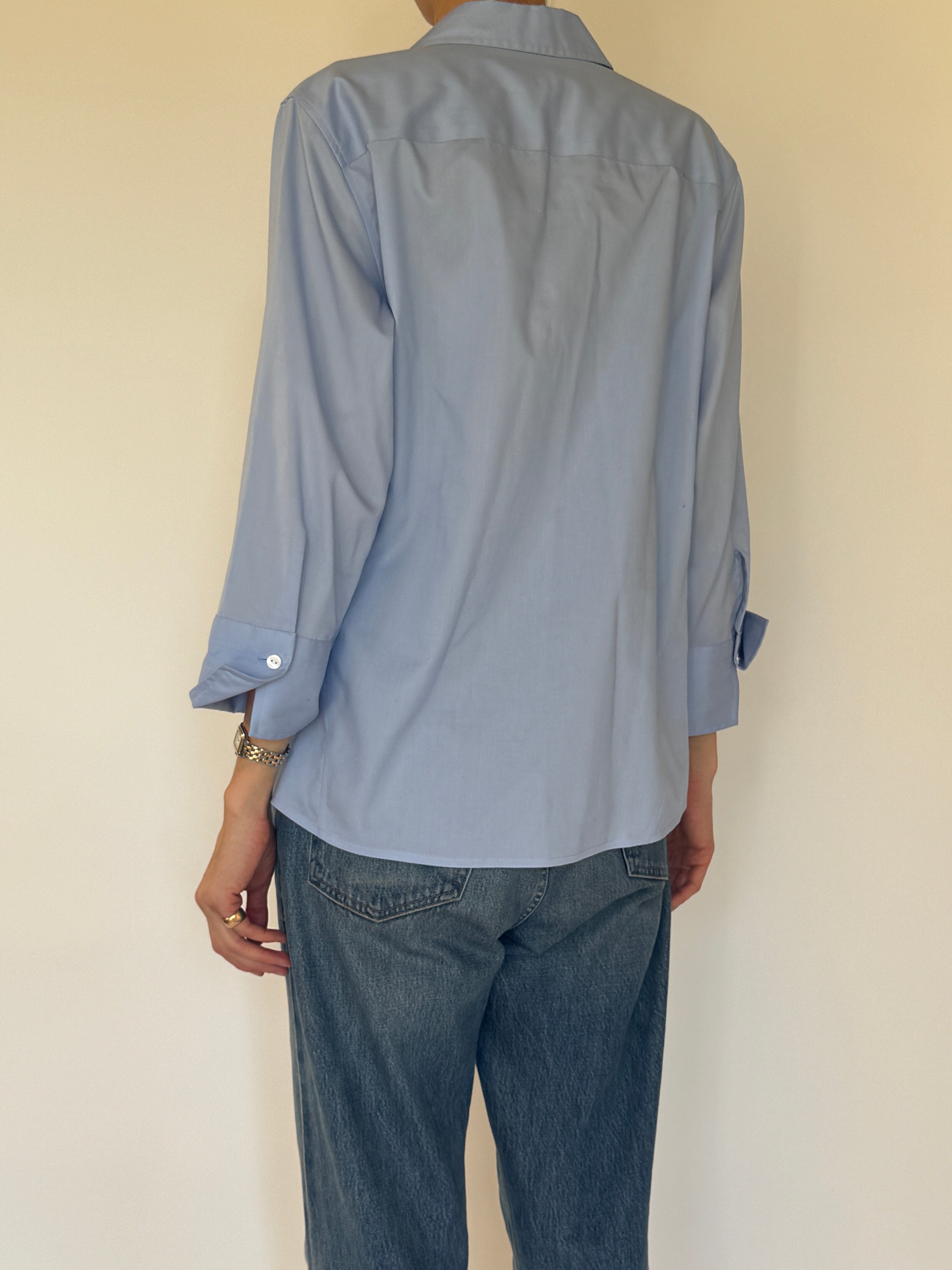 Vintage light blue button-down shirt back view
