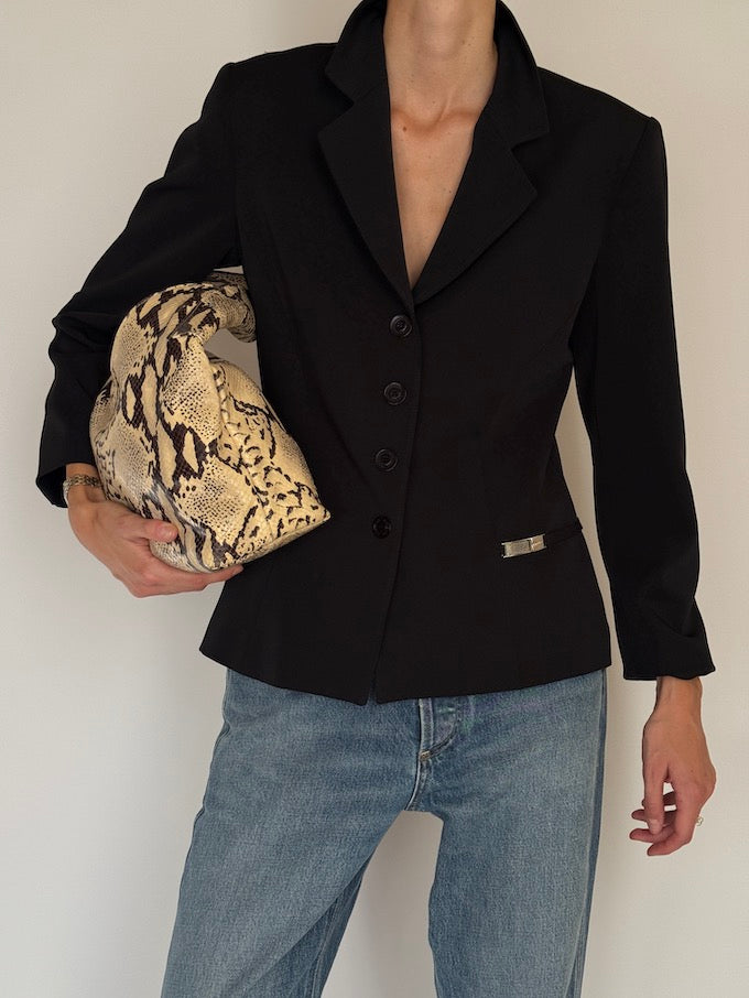 Vintage Fitted Black Blazer Jacket 6580