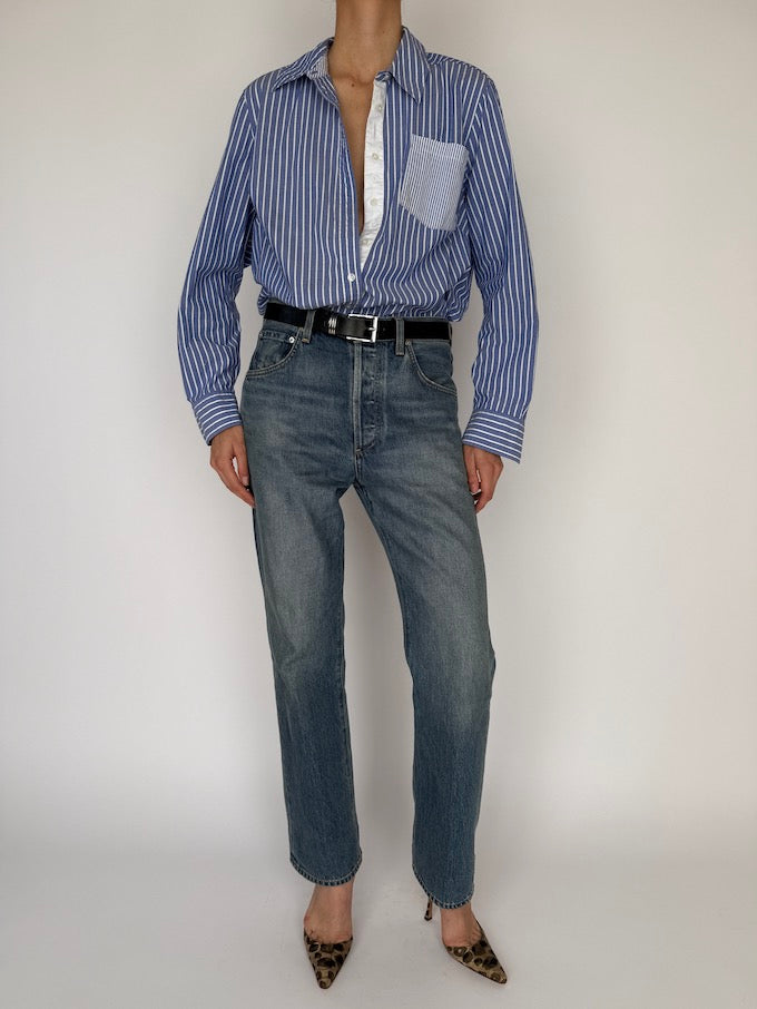 Vintage Striped Shirt Blue 6033