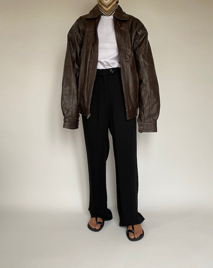 VINTAGE OVERSIZED BROWN LEATHER JACKET 2151