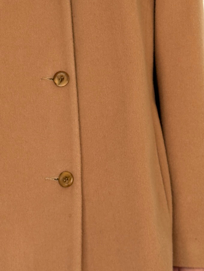 Vintage Camel Wool Coat With Fur Collar